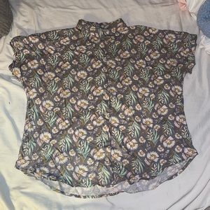 Dolman Short Sleeve Button Down Shirt